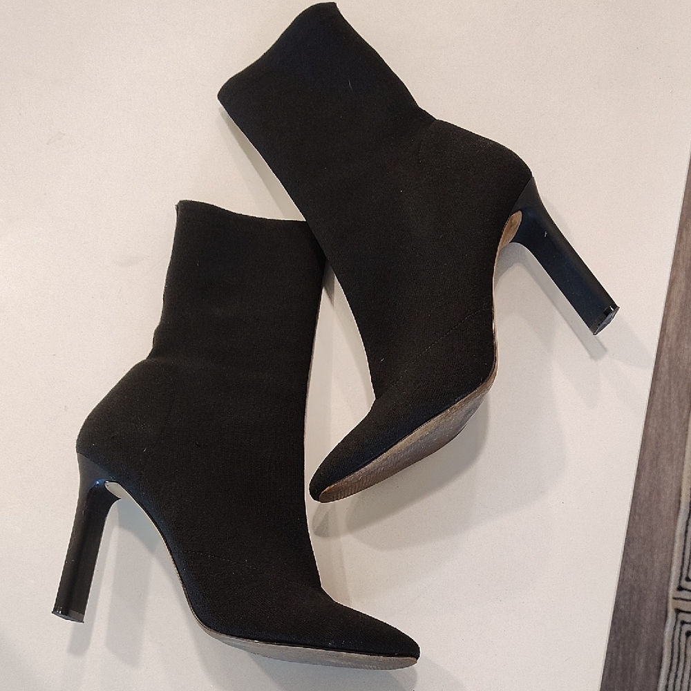 Aldo Black Stretch Sock Ankle Booties with Square Toe